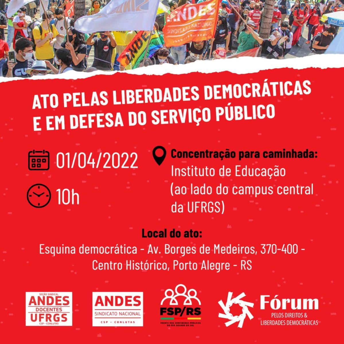 Ato "Pelas Liberdades Democráticas e em Defesa do Serviço Público" em 1 de abril encerrará as atividades do 40º Congresso do ANDES-SN