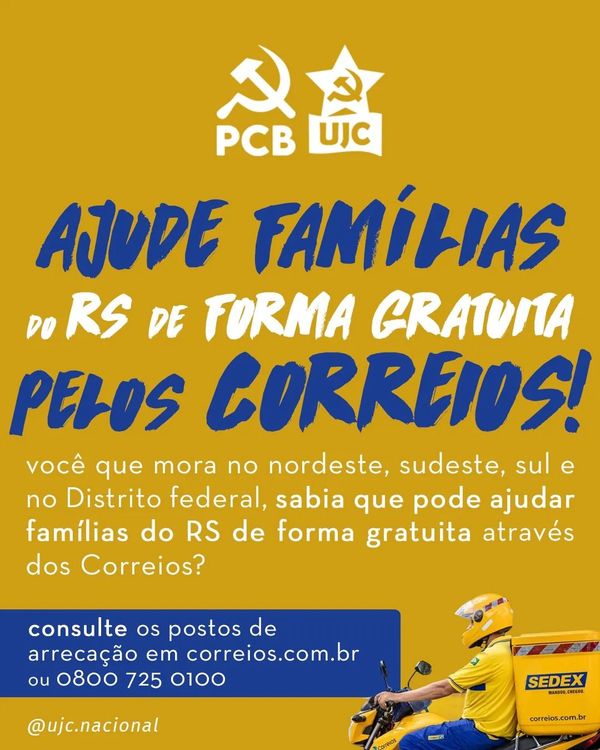 Ajude famílias do RS de forma gratuita pelos correios!