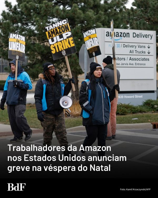 Trabalhadores da Amazon nos EUA anunciam greve na véspera do Natal